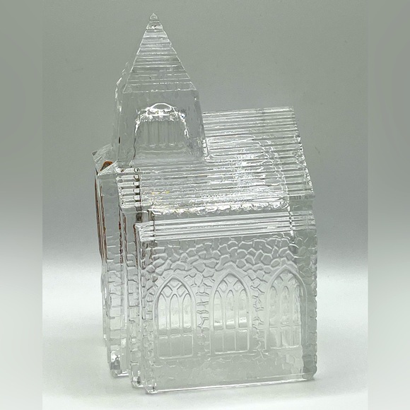 Vintage Avon Silent Night Pressed Clear Glass Church Stained Glass Window 1992 - Picture 5 of 11